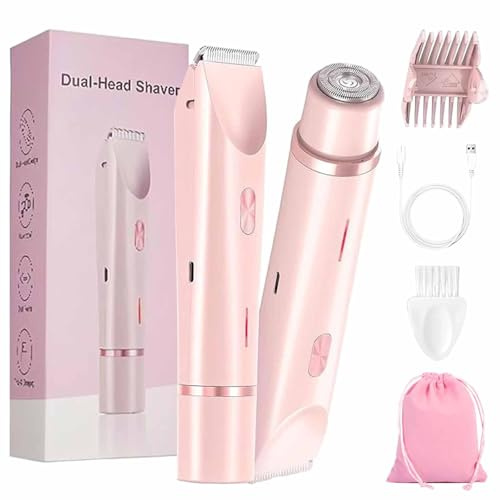 tondeuse, rasoir intime 2 en 1 pour femmes, rasoir intime électrique étanche et humide pour femmes, parfait pour la zone du bikini, les jambes et les aisselles(Pink)