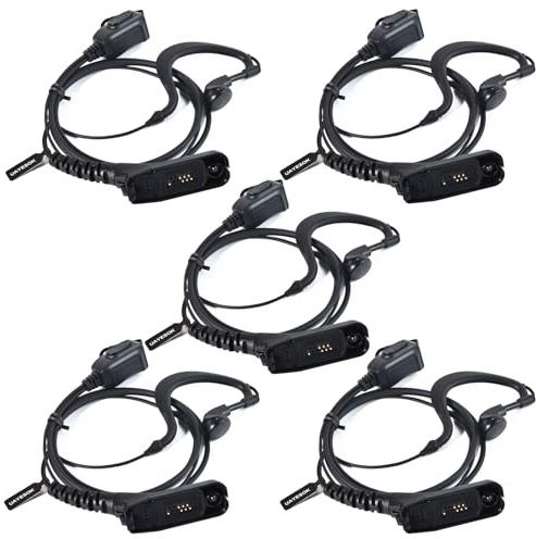 UAYESOK Oreillette en Forme de G pour Talkie-walkie Multi-Broches, Casque Radio de Police de sécurité avec Micro PPT, pour Motorola DP3400 DP3401 DP3600 DP3601 DP4400 DP4800 DP4801 Radio (5 Pièces)
