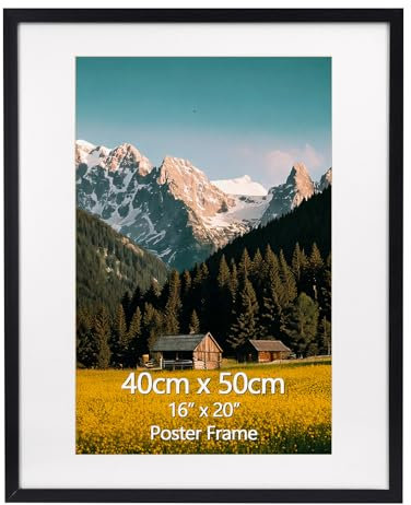 EYMPEU Marcos de Fotos 40x50, Negro para Cuadros de 28x43cm con Paspartú o de 40x50cm sin Paspartú, Apto para Colocar sobre la Mesa o Colgar en la Pared, Ideal para Decorar Dormitorios Salones