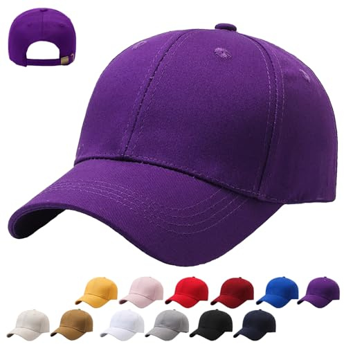 CWENDANER Fire Baseballkappe für Herren und Damenverstellbar,Unisex Kappe Verstellbar Reine Farbe Baseboard Baseballkappe Mütze (DE/NL/SE/PL, Numerisch, 56, 60, Standard, Lila)