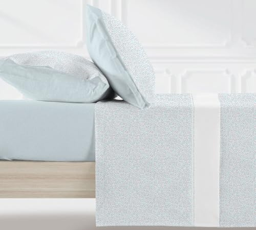 Ciberdescans Juego de Sábanas Groovy 415 Manterol – Cerezas Azul – 50% Algodón 50% Poliéster – Suaves, Frescas, Estampado Reversible – Incluye Bolsa de Tela – Varias Medidas (Cama 105cm)