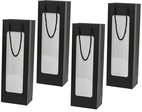 FUNOMOCYA 4stücke Weintüten Aus Wiederverwendbarem Kraftpapier Mit Transparentem Fenster Zum Schutz Von Weinflaschen Für Feiertage Geburtstage Und Einweihungspartys