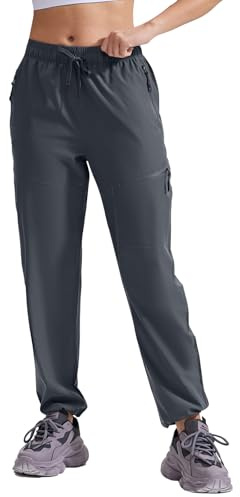 ZENGVEE Womens Hiking Trousers with 4 Pockets Work Trousers Women Jogging Bottoms Waterproof Lightweight Quick Dry Streetwear Casual -C9330-Grey-XL