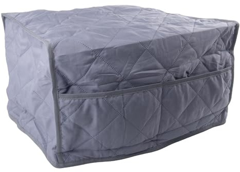 Housse anti-poussière pour micro-ondes avec sac de rangement pour appareils de cuisine, protection contre la poussière et la graisse, tissu en coton pongé pour une utilisation prolongée (gris)