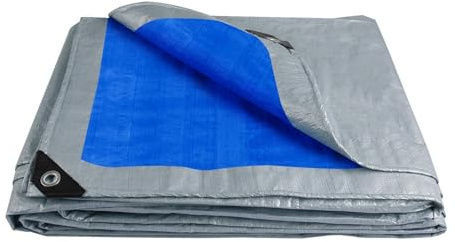 Large Tarpaulin Waterproof Heavy Duty 5x4m/3x2m Tarp Rain Cover Reinforced Multipurpose Outdoor Garden Awning(Blue,3x3M)
