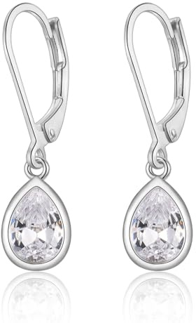 Ohrringe Silber Hängend Damen, Creolen mit Anhänger Zirkonia Ohrringe Schmuck Geschenke für Freundin Frauen Mädchen