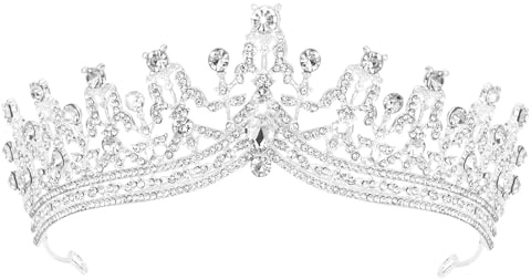 EXIPSAT Diadem Krone Silber, Elegantes Haarschmuck Braut mit Glitzernden Strass, Perfekt für Hochzeit, Geburtstag, Party und Prinzessinnen-Anlässe