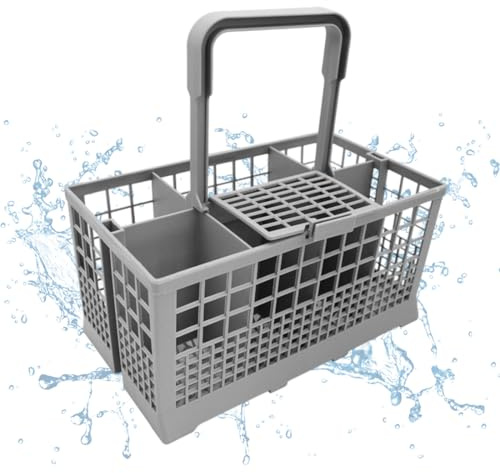 Dishwasher Cutlery Basket with Removable Handle, Cutleryss Holder Universal Replacement Accessory Compatible with Bosch Siemens Neff Whirlpool Hotpoint Indesit Ariston, 24 x 13.9 x 12.4cm