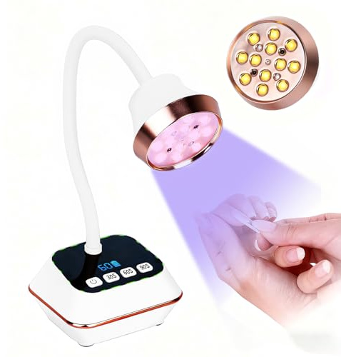 Asimebesty 36W Lampe UV Ongles Gel, Mini Lampe UV avec Capteur Intelligent | et Écran LCD, 30s/60s/90s Modes, Rechargeable Petite Sèche Ongles Design Col de Cygne Flexible pour Salon et Maison, Blanc