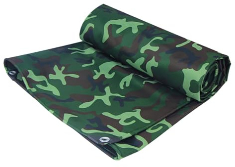Heavy Duty Waterproof Camouflage Tarpaulin - Reinforced Eyelets 2m 2.5m 3.0m 3.5m 4.0m 4.5m 5m 5.5m 6m 6.5m PE Tarp for Garden Furniture Shed Camping(2.5x12m)