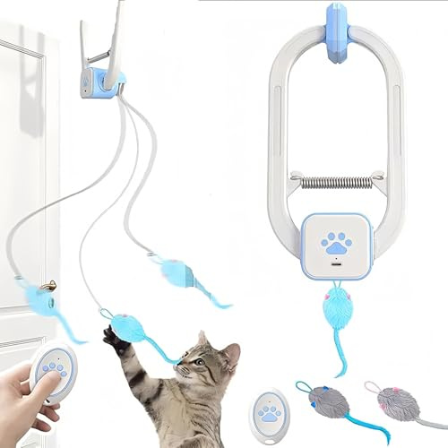Elektrisches Katzenspielzeug, Interaktives mit Fernbedienung,2026 Neue Upgrade,Cat Toy Hängendes Automatisch Einziehbares Interaktives Spielzeug,Automatische 360°-Bewegung,USB Wiederaufladbar