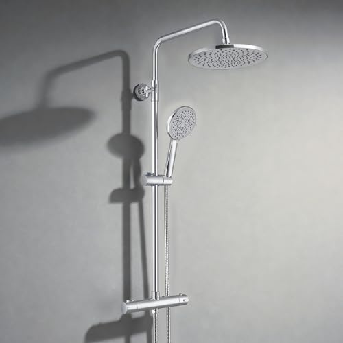 INMOZATA Thermostatic Shower Mixer Set,5 Jet Types Hand Shower | Adjustable 10 Overhead Rainfall Shower