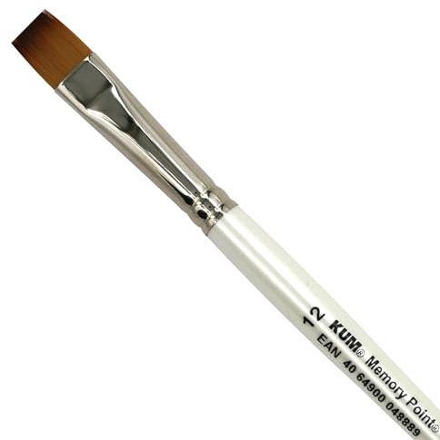 KUM - Aquarellpinsel Memory Point Flach Größe 12 | Malpinsel für Künstler, Künstlerbedarf für Aquarellmalerei und Watercolor