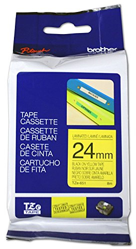 Brother Band für Etikettiermaschine 24 mm Band D Etikett – Bänder D Etiketten (schwarz auf gelb, TZe, grau, Thermotransfer, Brother, pt-1400, pt-1500, pt-1500pc, pt-1600, pt-1900, pt-1910, pt-1950