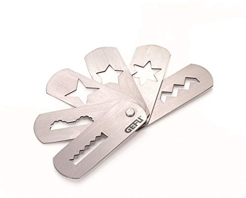 GEFU Spritzgebäckvorsatz TRICA Gr.7/8 | Edelstahl-Vorsatz für Fleischwolf | 6 Plätzchenmotive | Perfekt für Weihnachtsgebäck & feine Teigformen