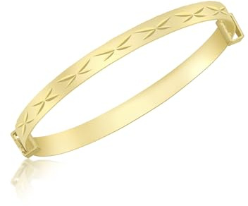 Carissima Gold Women's 9 ct Yellow Gold Diamond Cut Extendable Baby Bangle of Length 3.6-5 cm