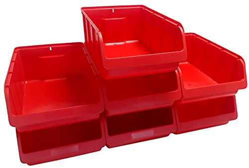 7x Profi Sichtboxen PP Größe 5 Rot 495mm/460mm x 315mm x 185mm
