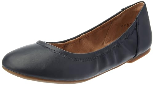 Amazon Essentials Women's Belice Slip On Ballet Flat, Navy Faux Leather, 7 UK