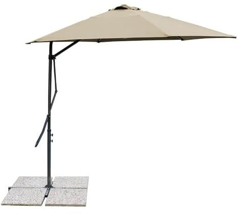 milani home - ombrellone da giardino 2 x 3 m palo laterale decentrato in acciaio, telo poliestere tortora, per terrazzo e piscina