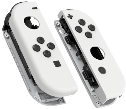eXtremeRate Joycon Shell & Tasten, Matt DIY-Ersatz Gehäuse Grips Skin Hülle & Knöpfe Buttons Umbau Set für Nintendo Switch/Switch OLED Joycon Controller-Weiß [KEIN Joy Con]