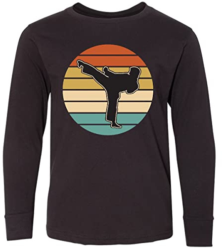 inktastic Karate Martial Arts Silhouette Youth Long Sleeve T-Shirt Youth Medium (10-12) 0040 Black 378ee