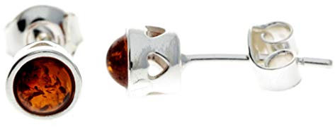 Ohrstecker aus echtem baltischen Bernstein und 925er-Sterlingsilber mit Herzen, GL169, Sterling Silber, Bernstein