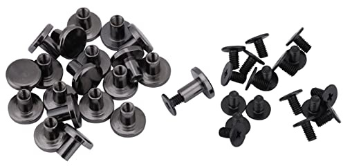 20 pièces Rivets à tête plate en cuivre Rivets de sangle de ceinture à tête plate en laiton + vis noire 5mm 8mm accessoires d'artisanat en cuir(8mm)