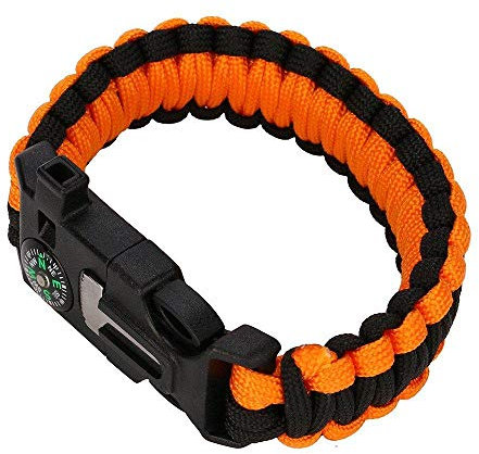 Bryights Survival Armband Multifunktionale Militärische Notfallüberleben Paracord 4Mm Armband Outdoor Scraper Whistle Schnalle Paracord Werkzeuge 550 Paracord-Orange