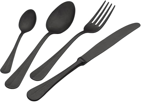 Servizio Set di Posate 24 Pezzi in Acciaio 18/10 PVD Eme Royal Retrò Black
