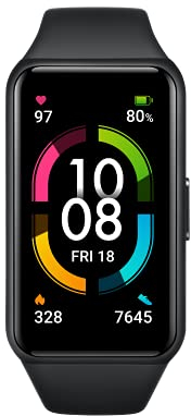 HONOR Band 6 Smart Watch, 1.47” Large AMOLED Screen Display, 14 Days Battery, Fitness Tracker with Blood Oxygen & Heart Rate Monitor, Step Counter, Official UK Stock + Warranty- Black
