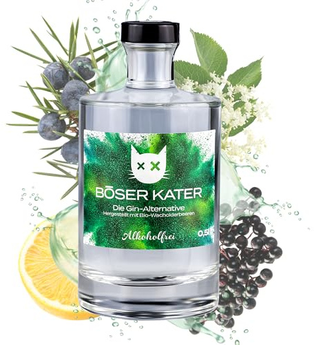 BÖSER KATER Alkoholfrei | Die Gin-Alternative mit echtem Wacholder-Geschmack, Vegan & Zuckerfrei, Perfekt für Longdrinks & Cocktails, Ideale Geschenkidee, Gin ohne Alkohol 0,5l