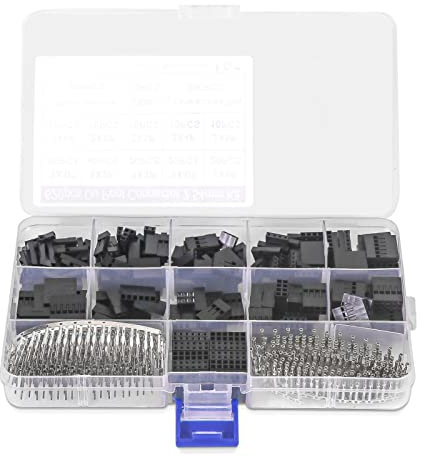 WEKESIGO 620PCS 2.54mm Pitch Row Type Connectors with Male/Female Pin Connector Kit, Cable Jumper Wire Pin Header Housing Kit