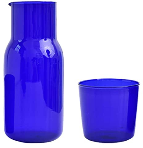 Bedside Water Carafe Set,URMAGIC 18 Oz Bedside Carafe Set with Tumbler Glass(7Oz),Night Water Glasses,Glass Mouthwash Bottle,Midnight Drinking Glasses,Glass Water Tea Juice Pitcher