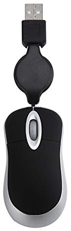 Duendhd Mini-Souris Filaire USB Câble RéTractable Petite Souris Minuscule 1600 Souris de Voyage Compactes Optiques pour 98 2000 XP Vista Ve (Noir)