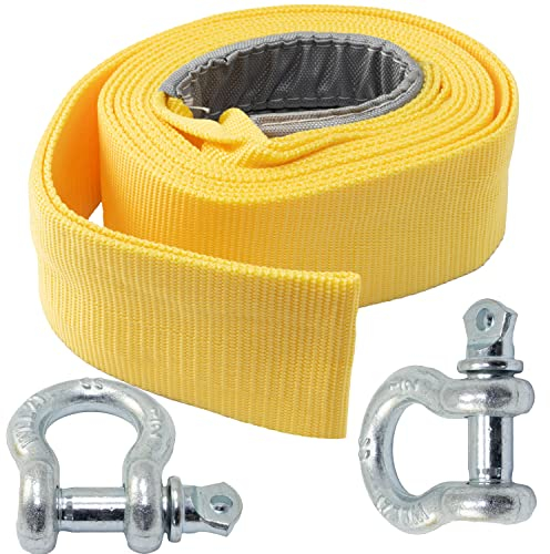 AERZETIX - C64553 - Abschleppgurt/Abschleppseil 6 m mit 2 Haken bis 8000 kg - aus Polyester - zur sicherung der zugkraft des Autos pannenhilfe seilzughilfe LKW - in gelber Farbe
