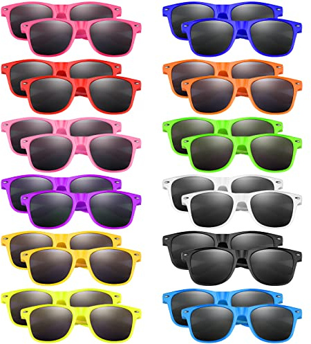 Bouiexye 24 lunettes de soleil néon pour enfants garçons et filles cadeaux de fête pour enfants cadeaux pour la plage la piscine les fêtes d'anniversaire les garçons et les filles 12 couleurs