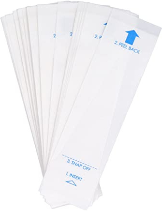 Dilwe 50 Stück Thermometer-Sondenabdeckung, 9, 5 X 2, 5 Cm, PE-Folie, Papier, Genaues, Zuverlässiges Thermometer-Sonden-Abdeckungs-Set