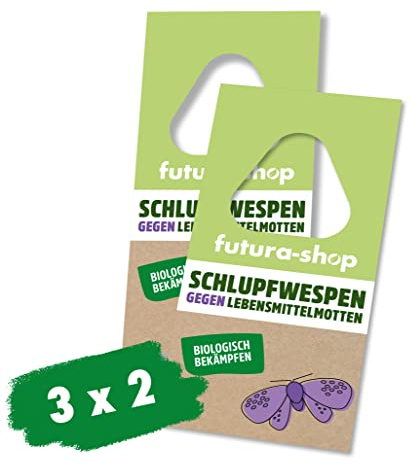 Futura-Shop – Schlupfwespen gegen Lebensmittelmotten mit 2 Karten à 3 Lieferungen – Nützlinge zur effektiven Bekämpfung von Motten in Lebensmitteln – 100% biologischer & giftfreier Mottenschutz