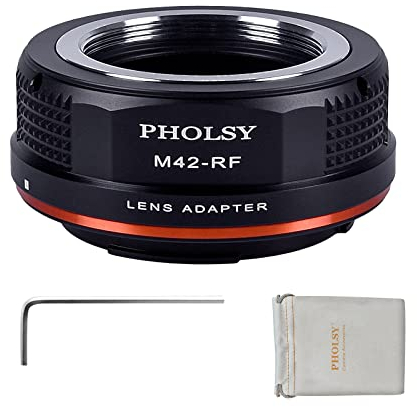 PHOLSY Objektivadapter Manueller Fokus Kompatibel mit M42 42mm Schraubmontage Mount Objektiv auf Canon EOS RF Mount Kameragehäuse, M42 auf RF