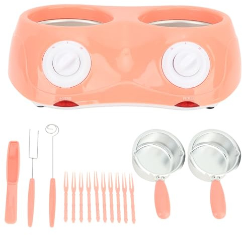 Elektrische Schokoladenfondue-Schmelzmaschine mit Doppeltopf und Vielf?ltigen Einsatzm?glichkeiten (Rosa)