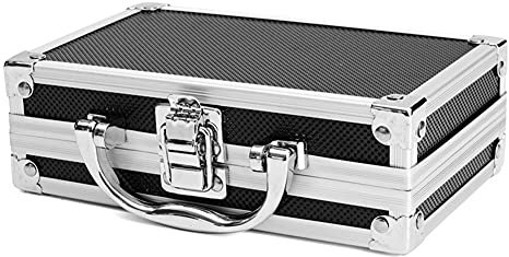 Aoguaro Small Carry Case Hard Shell, Aluminium Carry Case Tool Organization Storage Box With Lock Security Organizer, for Smaller Documents, Stationery, Cosmetics, Jewelry, etc