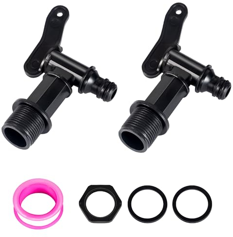 Auslaufhahn für Regentonne, 2 STK. Wasserhahn für Regentonne, Kunststoff 3/4 Zoll Hahn für Regenwassertonne, Regentonnenhähne Regenfass Adapter für Heim Garten Wassertank Anschlüsse
