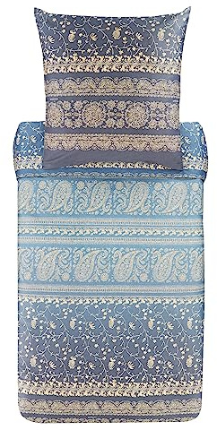 Bassetti Brenta Bettwäsche + 1 Kissenhülle aus 100% Baumwollsatin in der Farbe Perlgrau G1, Maße: 155x220 + 1 K 80x80 cm - 9325841