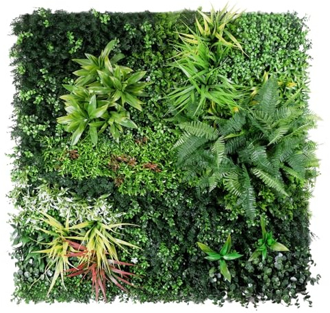 FOSZMAC Artificial Plant Wall Panels, 40x 40 Greenery Boxwood Panels with UV Protection, Faux Grass Ivy Privacy Screen Fence, Grass Wall Backdrop for Indoor Outdoor Garden Backyard Decor
