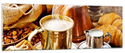 ARTTOR Moderne Impression sur Verre Café La Gastronomie Image Tableau en Verre Decoration Murale 90x30cm Deco Cadre Salon Chambre Panoramique Petit Tableaux Decoratifs Muraux Art GAB90x30-5217