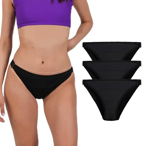 PEDDON 3er-Set Periodenunterwäsche, waschbare Inkontinenzhose Damen, Inkontinenzhose Damen, wiederverwendbar, saugfähige Damenunterwäsche, niedrige Taille, austauschbar, bequem, Almy S-M