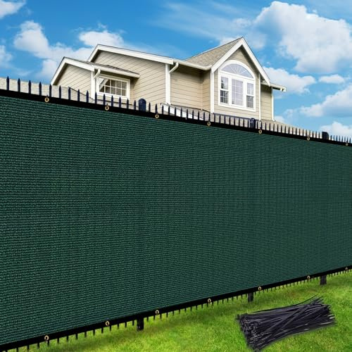 UPGRADE 0 5' X 5 0' Privacy Fence Screen Heavy Duty Mesh with Grommets for Patio Porch Pool Backyard Outdoor Chain Link Fence Dark Green