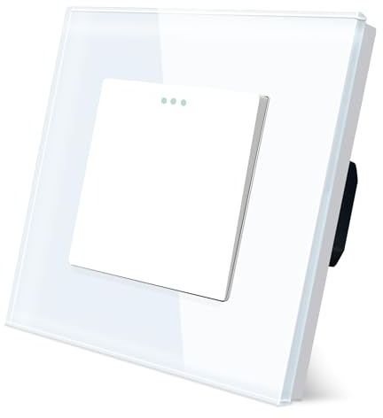 TAWOIA Lichtschalter 1 Fach 1 Weg Unterputz Taste Schalter 86 * 86mm Lichtschalter Glas Weiß Kippschalter