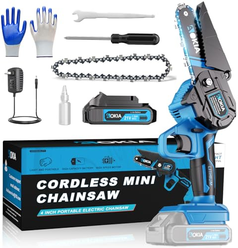 Mini motosierra, motosierra eléctrica portátil, sin cable, sierra de mano pequeña alimentada por pilas, cortador de rama ligero para patio, hogar y jardín