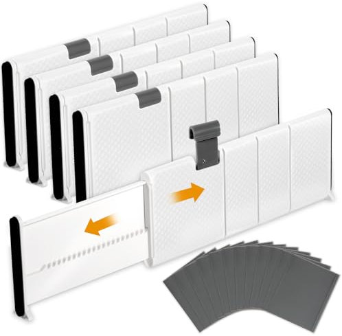 ZPQAODI Schubladentrenner Verstellbar, 4er-Set Schubladen Organizers, für Innenlänge 28-40 cm,10cm Höhe, Gefedert Kleiderschrank Schubladentrenner für Büro Küche Badezimmer Schlafzimmer
